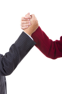 商业伙伴 男子和妇女在办公室中的握手
