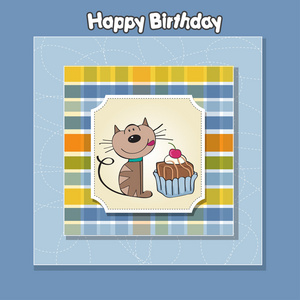 与猫蛋糕生日贺卡
