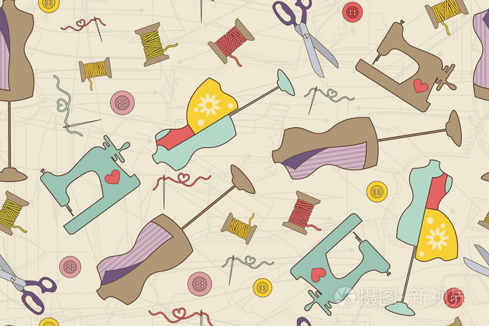 矢量模式做针线活主题, 风格, 时尚, 缝纫