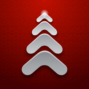 红色背景抽象的白色圣诞树
