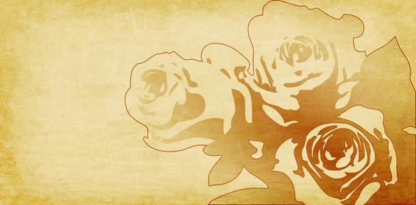 米色纸张背景上的玫瑰绘图