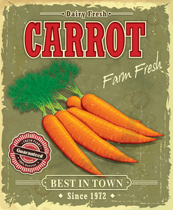 复古农场新鲜胡萝卜海报设计图片