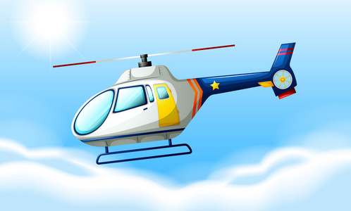 海洋的一架直升机图片-海洋的一架直升机素材-海洋的一架直升机插画