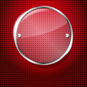 红色背景与玻璃圆框为您的文字