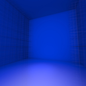 抽象的蓝色空房间
