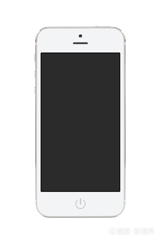 白色现代智能手机与空白的屏幕