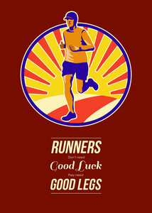 马拉松赛跑者复古海报图片