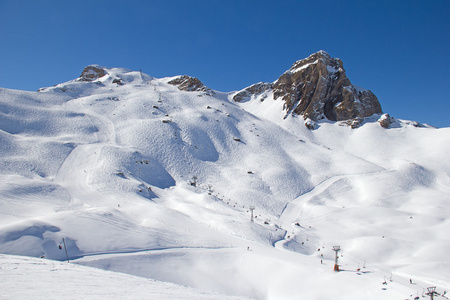 在阿尔卑斯山滑雪