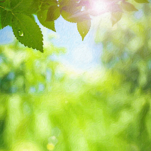 夏天的树叶。稠度艺术打印 stylezed 背景