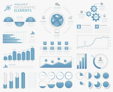 大型包的图图 图表 馅饼 选项 要素矢量