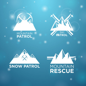 与 mounrain 救援标识滑雪 mounrain 和雪巡逻