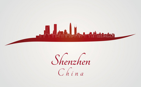 深圳城市建筑剪影市红天际线照片