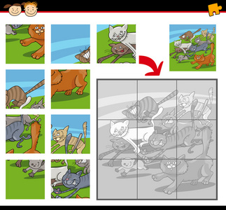 卡通猫拼图益智游戏