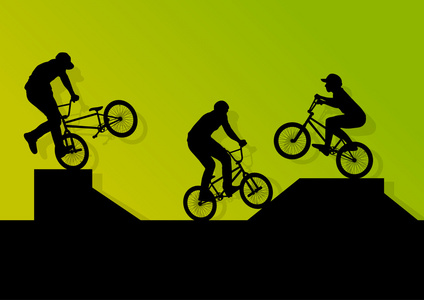极端骑自行车骑手活跃的儿童运动剪影