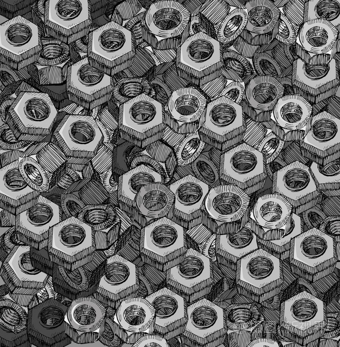 手绘金属螺钉螺母纹理插画-正版商用图片1ehjmq-摄图新视界