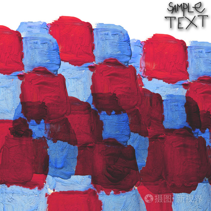艺术水彩蓝色红色正方形背景抽象纸纹理