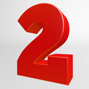 白色背景上的红色数字二照片