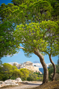 美丽的景色的古代雅典卫城 雅典，希腊