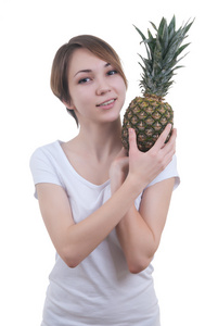 pinaple 显示 ok 微笑的女孩