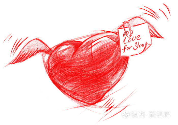 使用消息素描的心也要飞翔