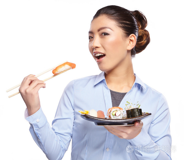 吃寿司的女人照片-正版商用图片1ei1t4-摄图新视界
