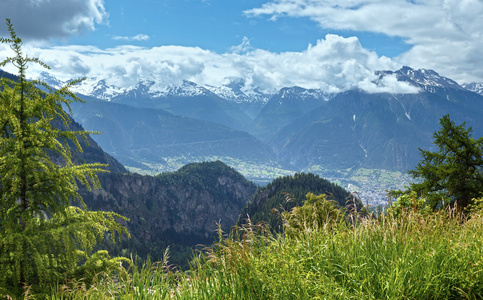 夏季山区景观阿尔卑斯山瑞士