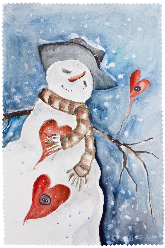 新的一年多情雪人