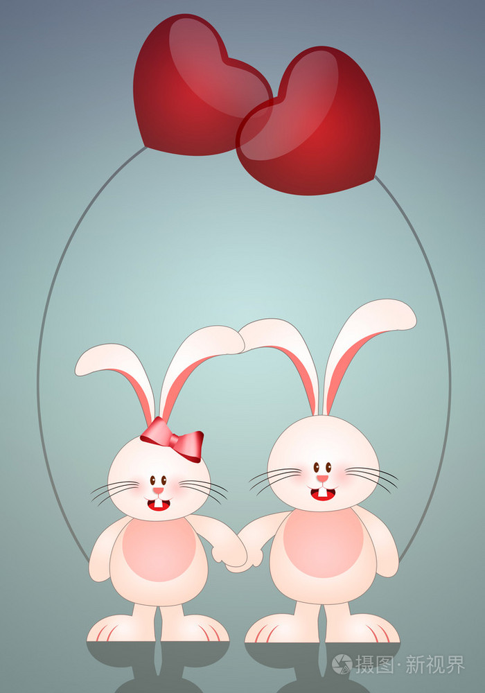 在爱情中的两个兔子