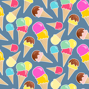 无缝的矢量冰淇淋背景在快乐明亮的颜色