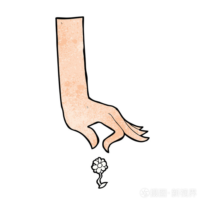 卡通手摘花插画-正版商用图片1eig9y-摄图新视界