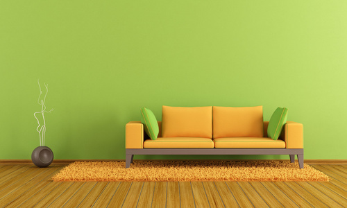 绿色和橙色的休息室