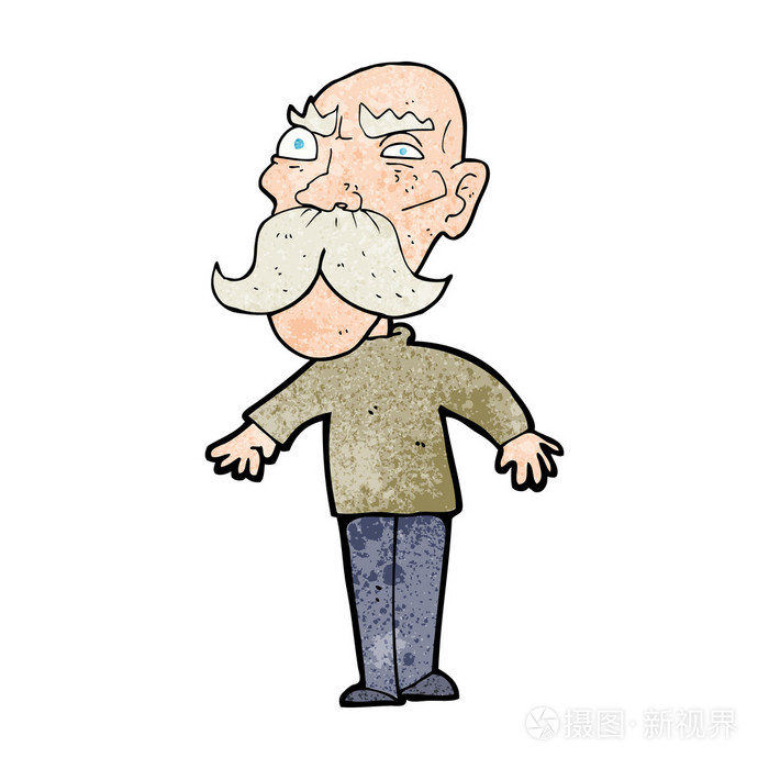 卡通愤怒的老男人
