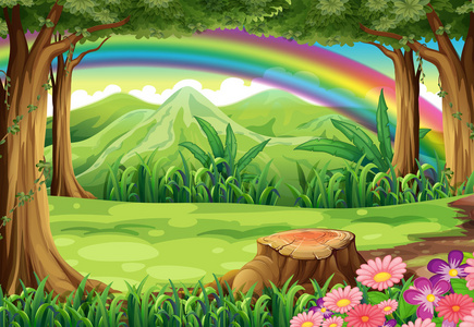 一条彩虹和一片森林