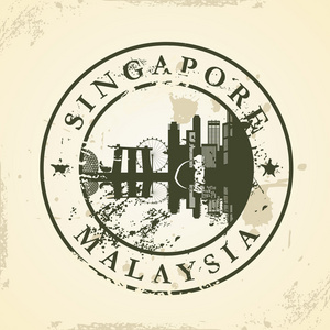 与新加坡 马来西亚的 grunge 橡皮戳