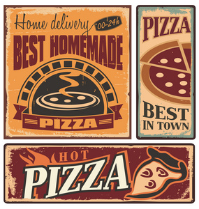 复古金属标牌为披萨店或者意大利餐厅设置