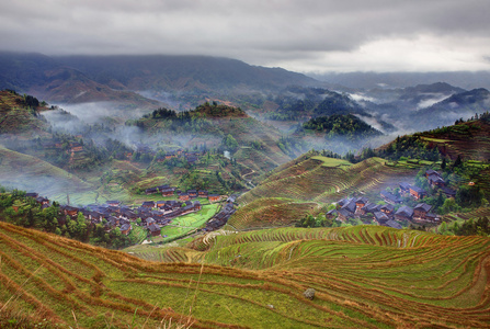 中国农业 农村景观山区农民村