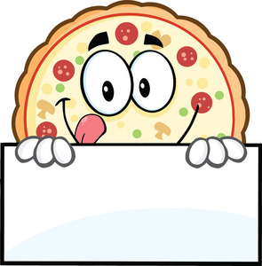 有趣的比萨饼卡通吉祥物标志
