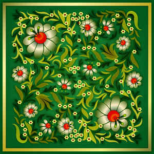 grunge 花卉装饰品上绿色