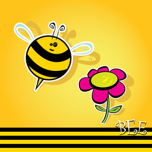 卡通可爱的明亮婴儿蜜蜂.矢量图照片