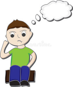 思考中的漫画男孩图片