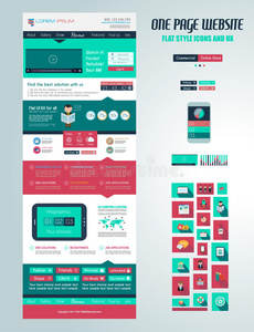 单页网站平面ui设计模板。