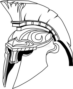 古战争斯巴达头盔(古希腊武士头盔的插图,照片