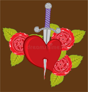 刀插在玫瑰的心上照片