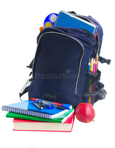 带文具的学校背包