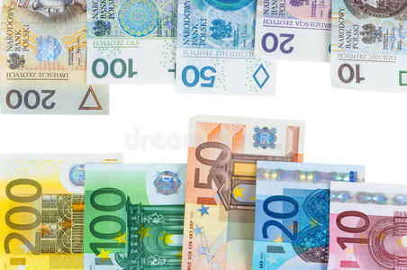 欧元和新波兰兹罗提纸币