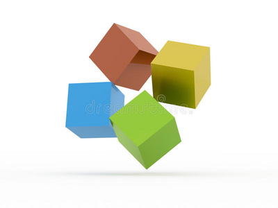 四色立方体图标概念呈现