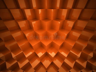 橙色立方体背景概念