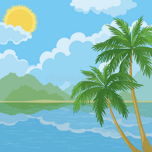 热带海洋景观棕榈树