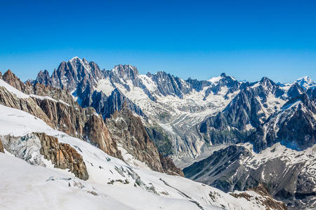 勃朗峰山体夏季景观从aiguille d