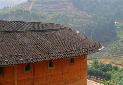 传统住宅客家人的土楼的屋顶